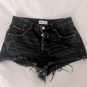 Zara black denim cutoff shorts